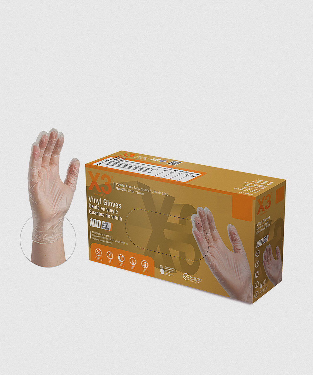 X3 POWDER FREE/LATEX FREE VINYL GLOVES (M)